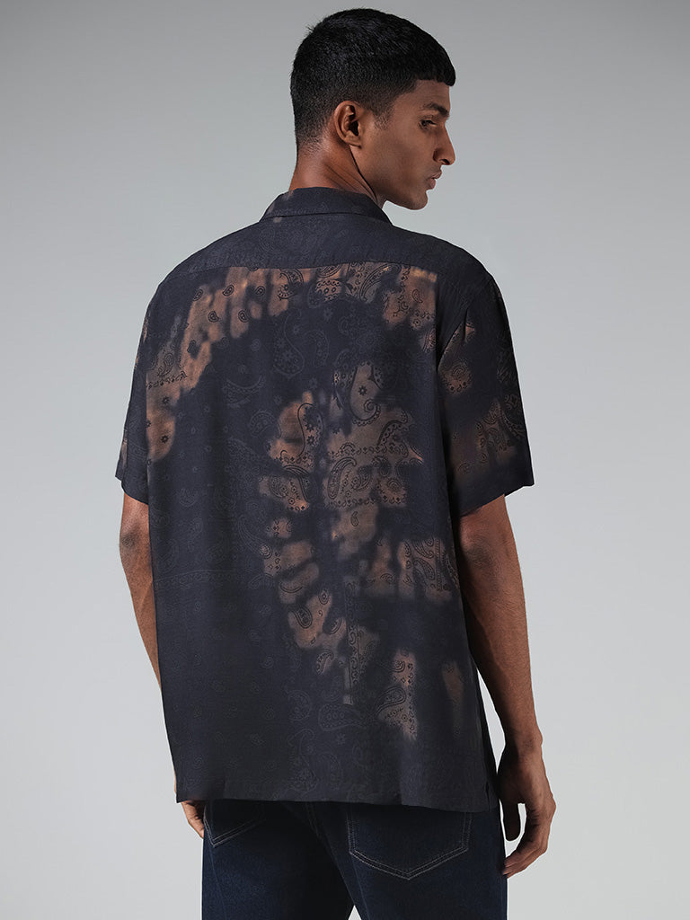 Nuon Black Printed Relaxed-Fit Shirt