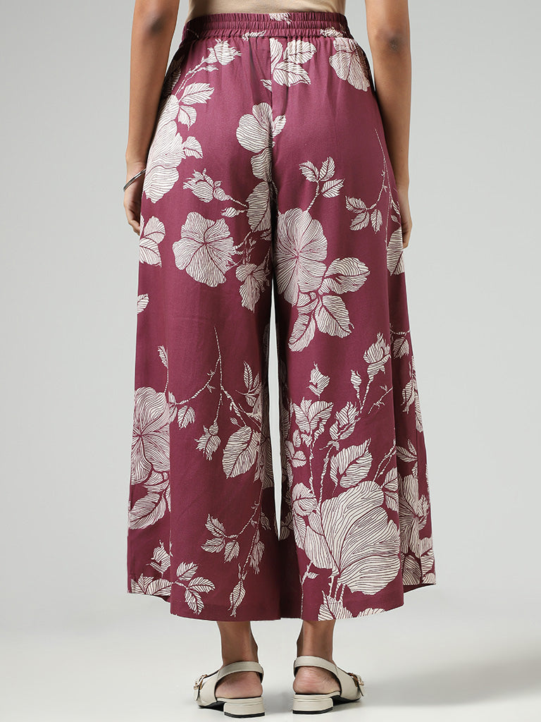 Buy Lili Women's Wide Leg High Elastic Waist Floral Print Crepe Palazzo  Pants Regular Plus Size Online at Low Prices in India - Paytmmall.com