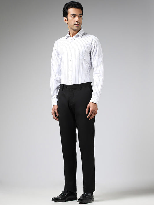 WES Formals White Striped Relaxed-Fit Shirt