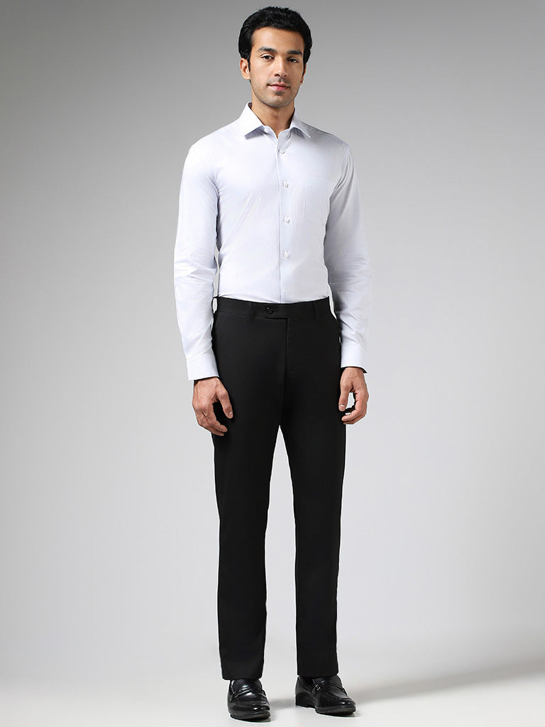 BOSS - Regular-fit trousers in patterned stretch cotton