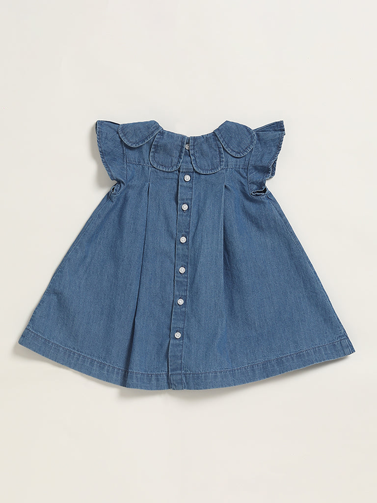 Buy Next Girls Blue Self Design Empire Denim Dress - Dresses for Girls  7078888 | Myntra