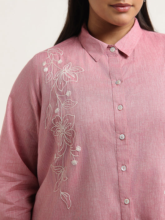 Diza Pink Embroidered Shirt