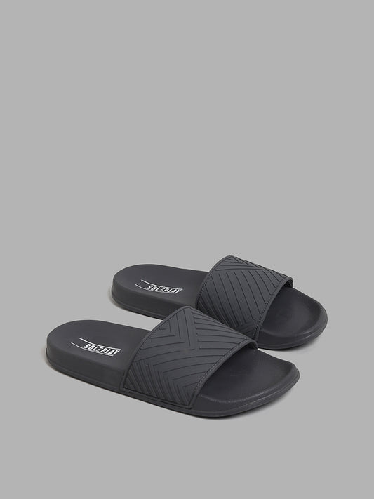 SOLEPLAY Grey Geometric Quilted Flip-Flop