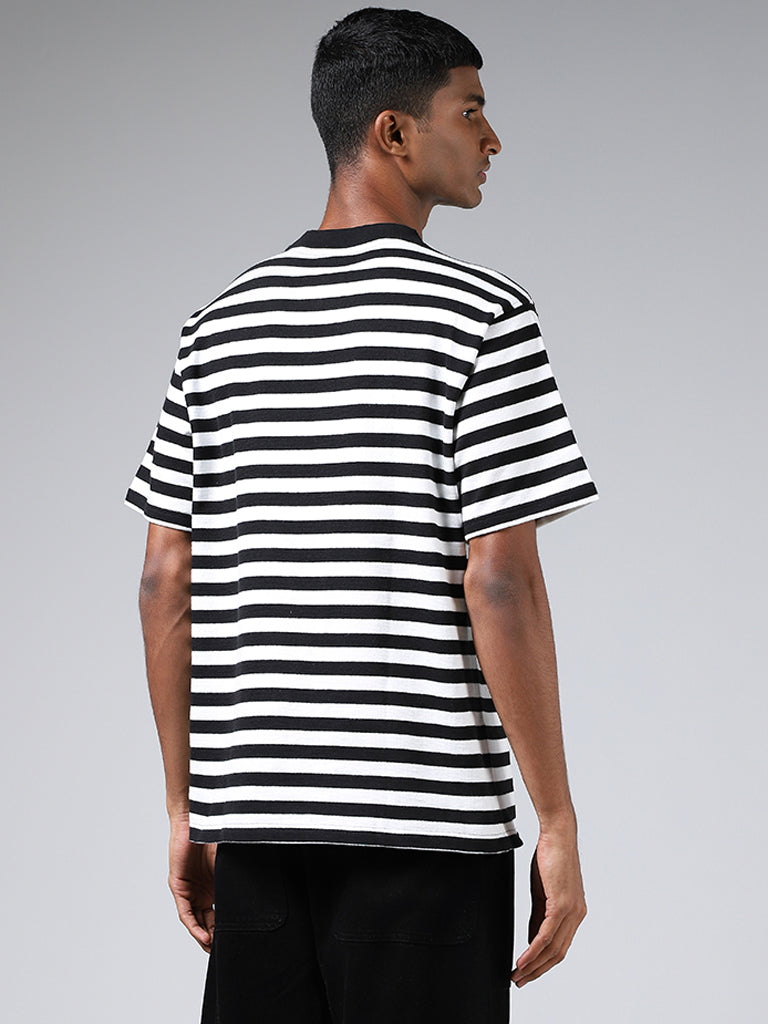 Black and white shop striped crew neck shirt