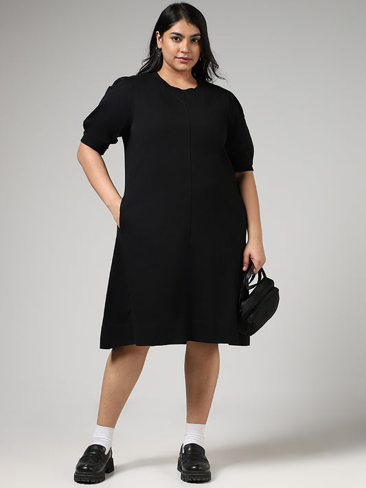 Gia Solid Black Straight Dress