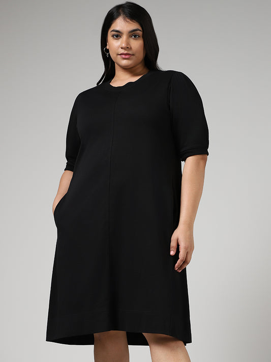 Gia Solid Black Straight Dress