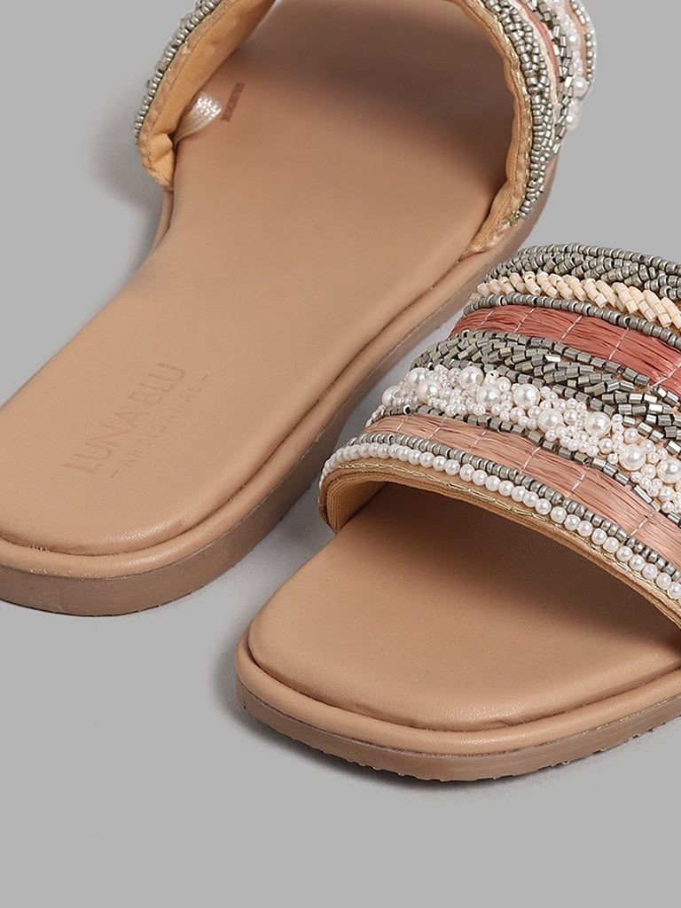 Slingback Beaded Flat Sandal- Gold | Konga Online Shopping