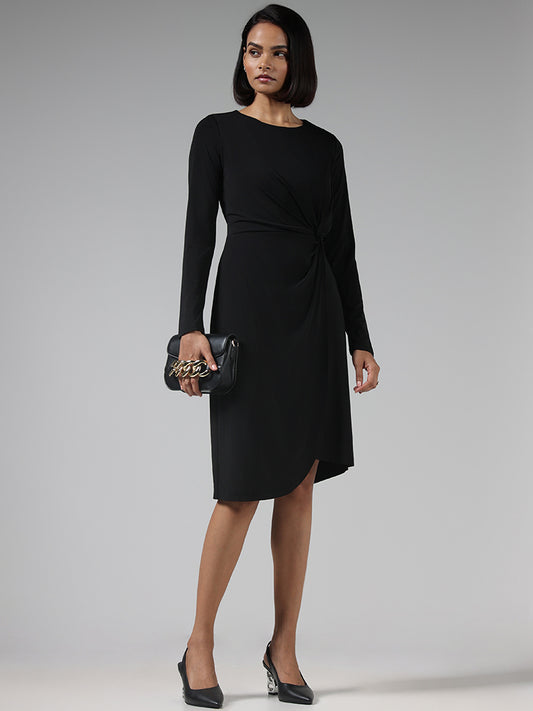 Buy Wardrobe Black Knitted Bodycon Dress from Westside