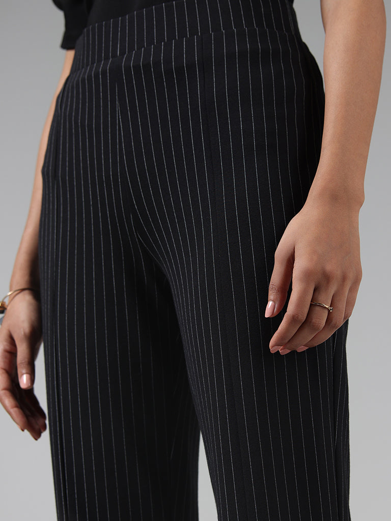 Black with White Pinstripe Trouser | Cleo | 4000008750