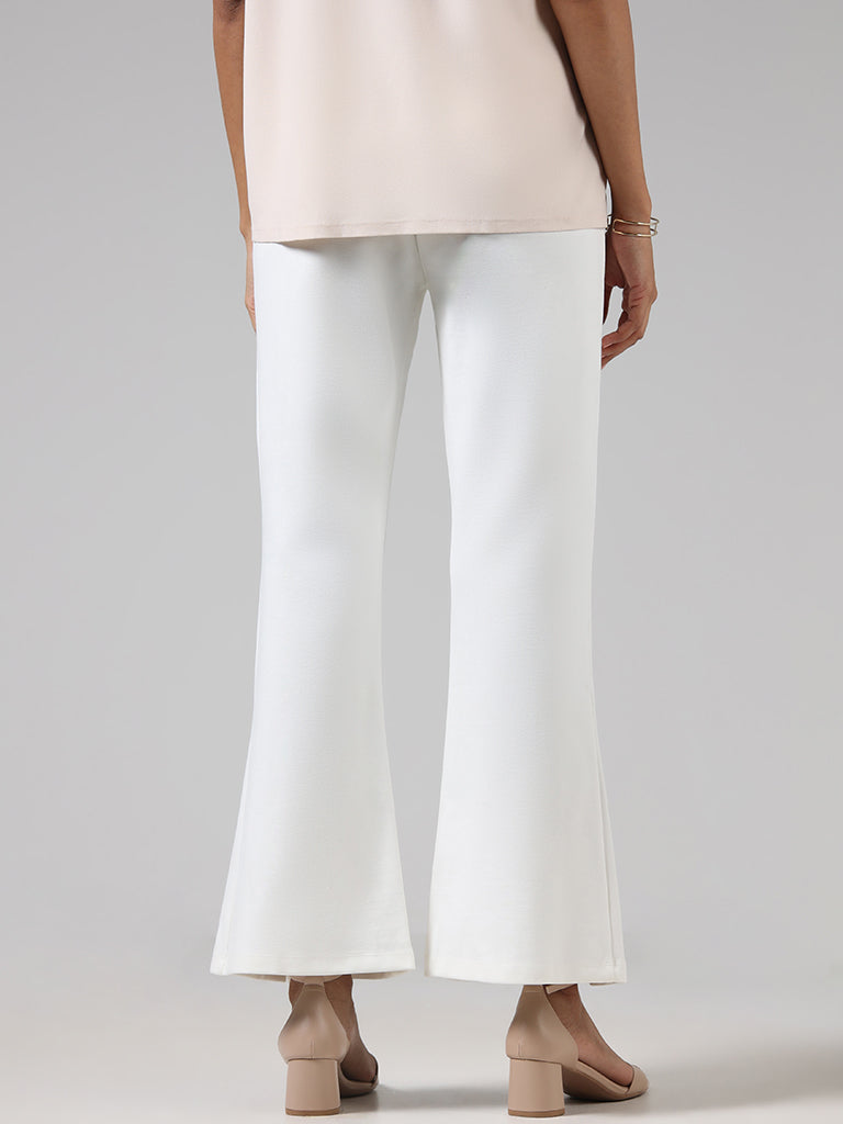 Buy White Linen Elasticated Formal Trouser Online | FableStreet