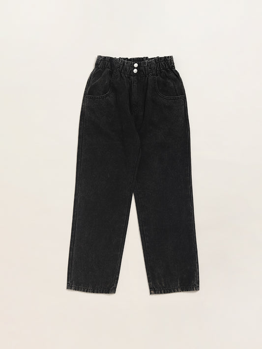 Y&F Kids Black Relaxed - Fit High Rise Jeans