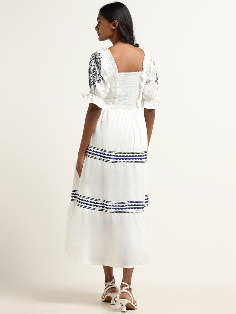 LOV White Printed Cotton Dress