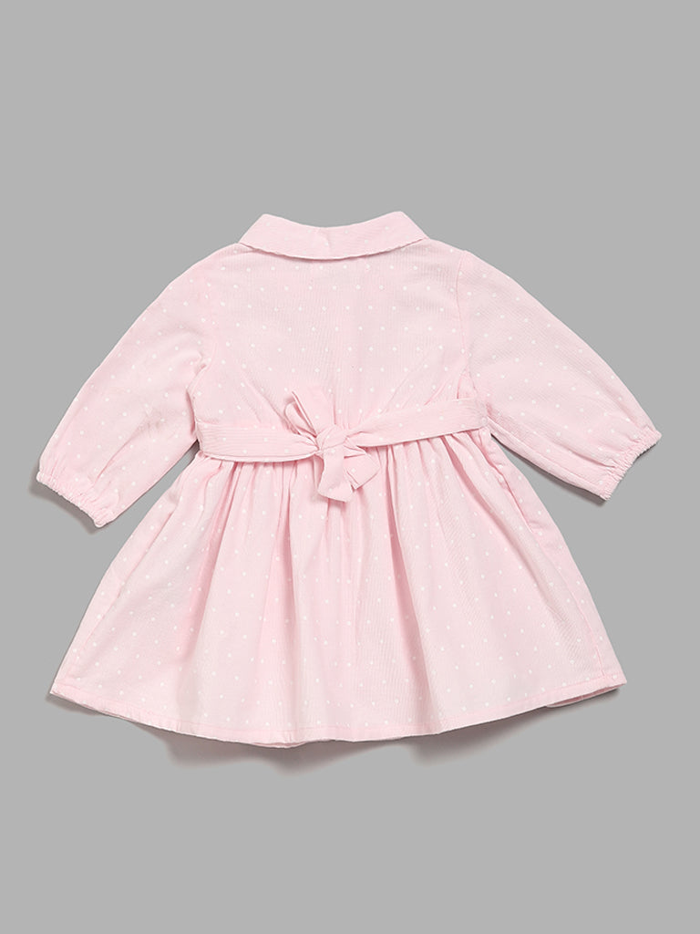 HOP Baby Light Pink Printed Button-Down Dress
