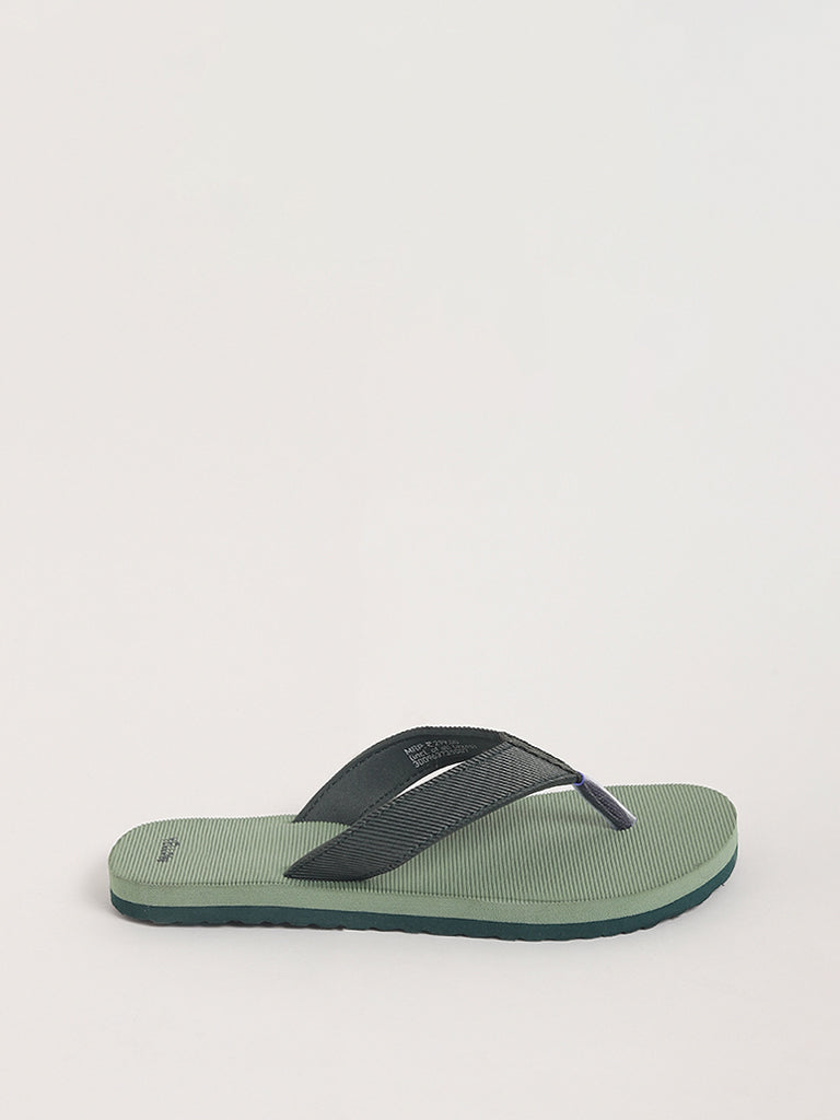 Dark green flip discount flops