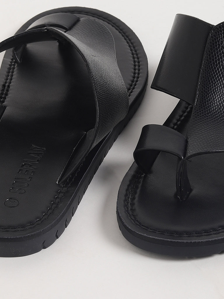 Black strap online slippers