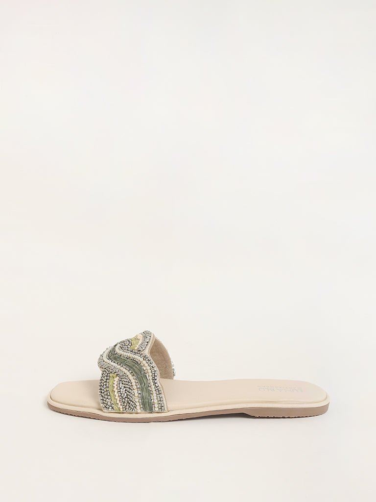 LUNA BLU by Westside Navy Beaded Strap Sandals