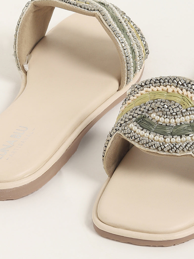 Buy LUNA BLU Green Beaded Sandals from Westside