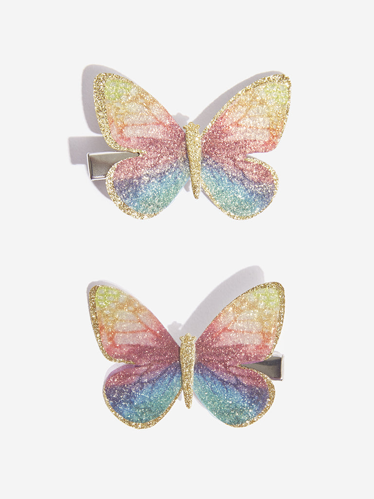 Westside Accessories Multicolour Butterfly Clips Set - Pack Of 2