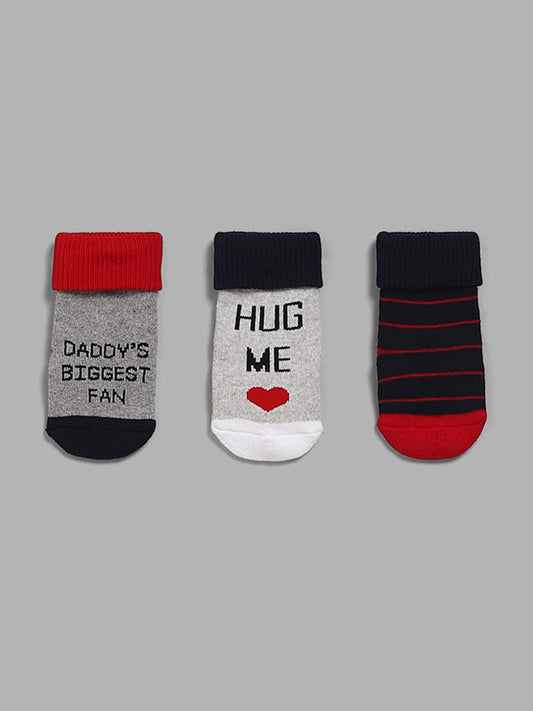HOP Baby Multicolor Assorted Parent-Themed Socks Pack of 3