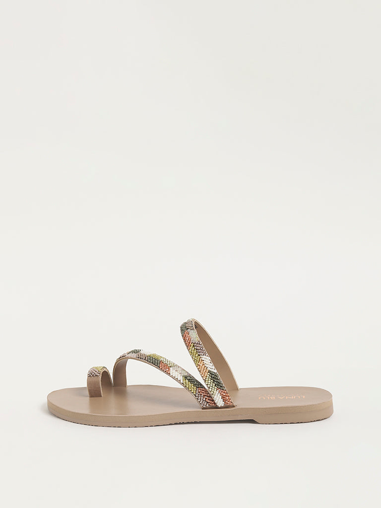 Buy LUNA BLU by Westside Silver Flat Sandals for Online @ Tata CLiQ