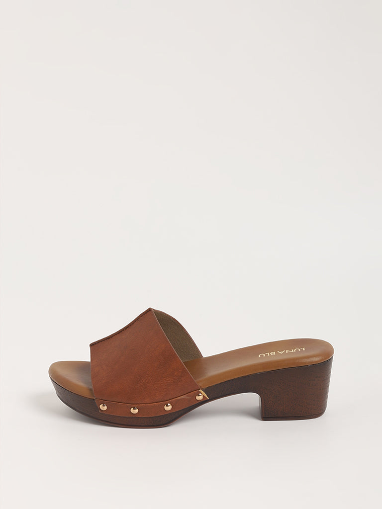 Jabotter Nifty Caramel Leather Platform Heels