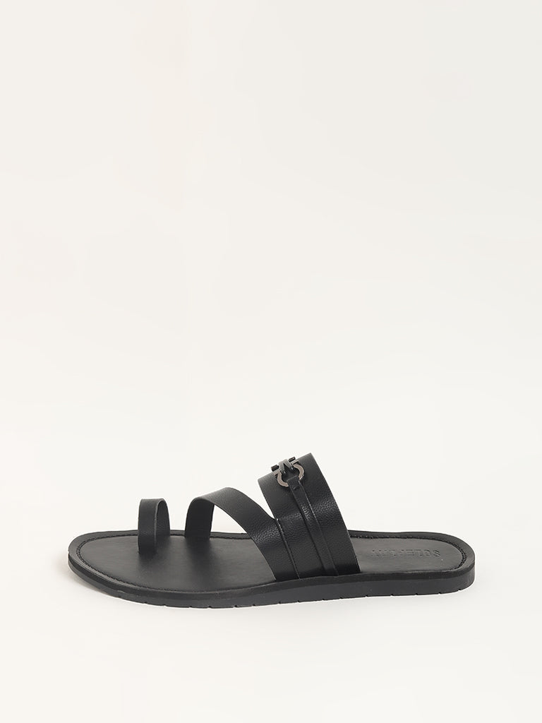 Buy LUNA BLU Black Cross Strapped Diamante Sling Back Sandals from Westside