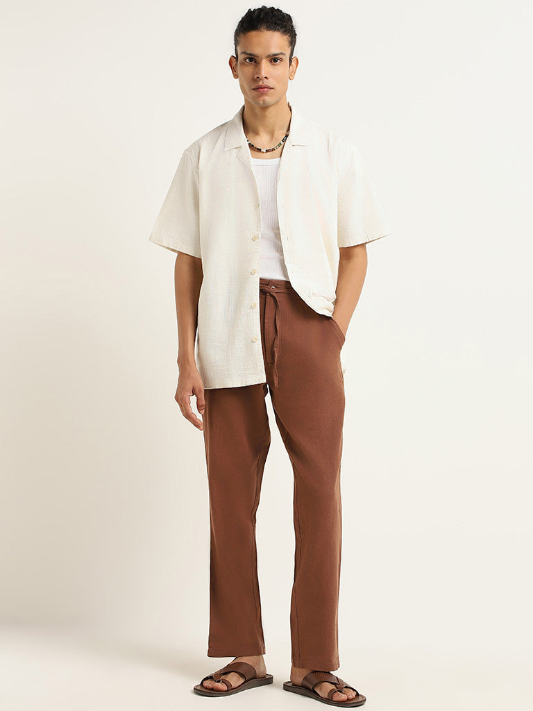 Buy ETA Off White Cotton Relaxed Fit Shirt from Westside