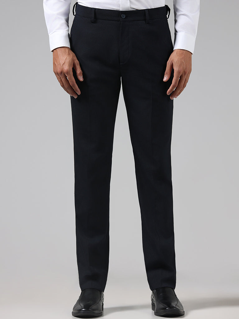 Stretch Waist Tapered Trouser Navy – Emreco