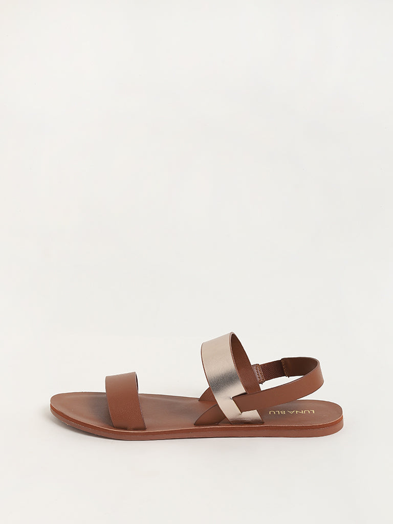 Buy LUNA BLU Stud-Detailed Brown Strappy Sandals from Westside