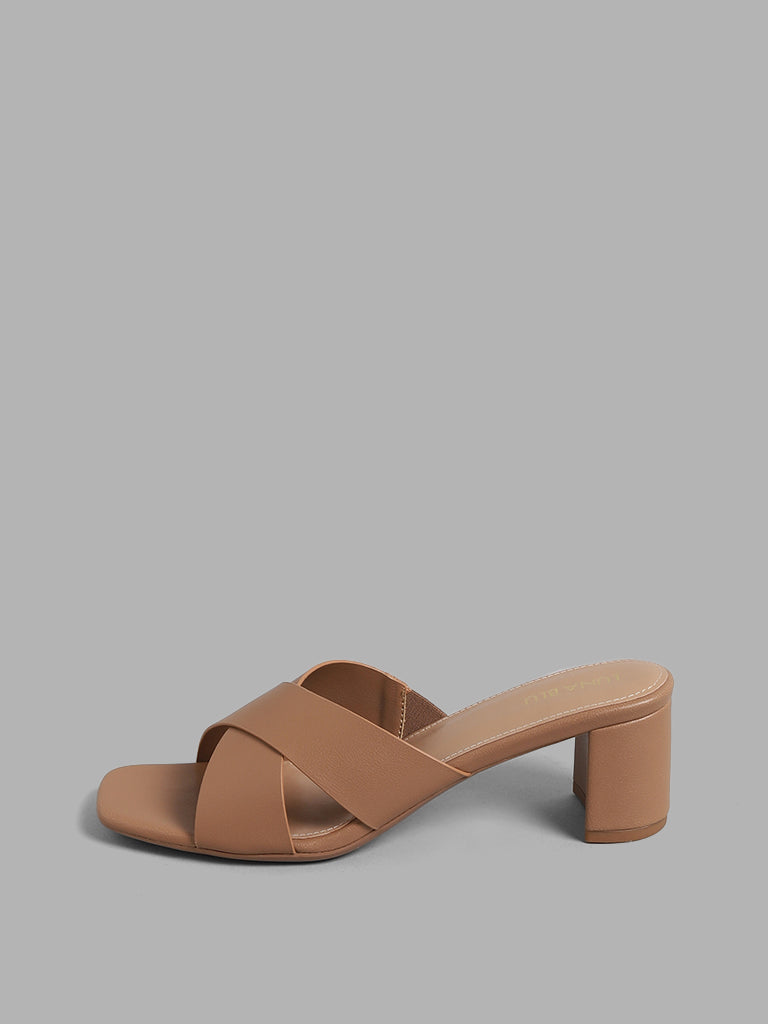 Tan sandals heels hot sale