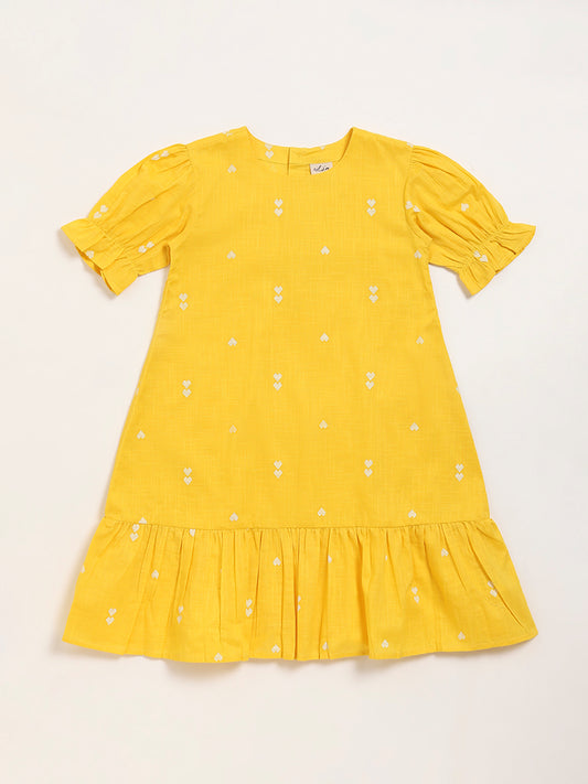 Utsa Kids Yellow Printed Dress (8 -14yrs)