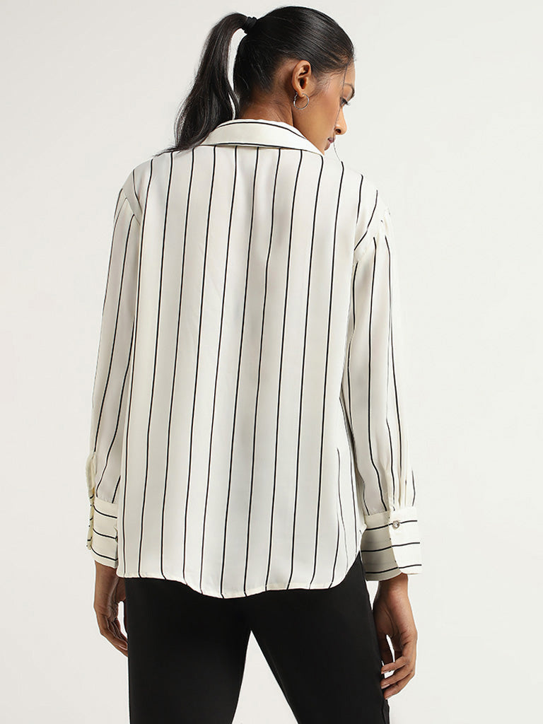 Off white black clearance and white striped shirt