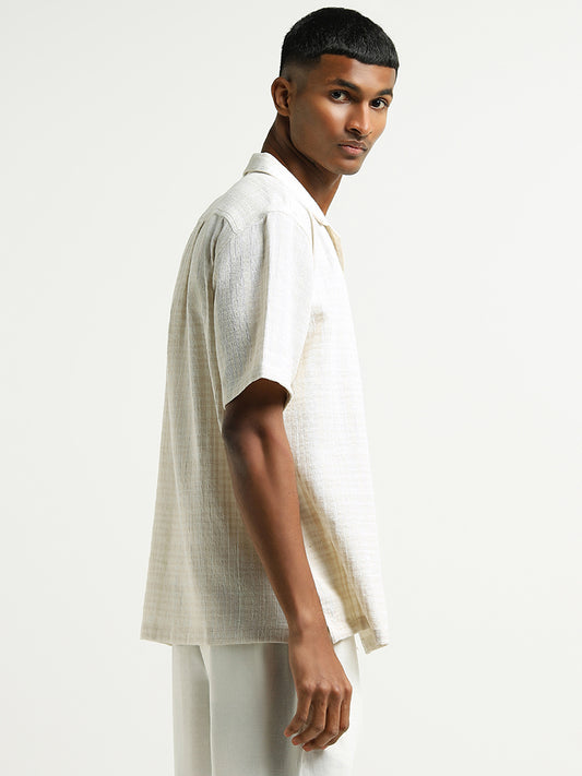 ETA Off White Knitted Relaxed Fit Shirt