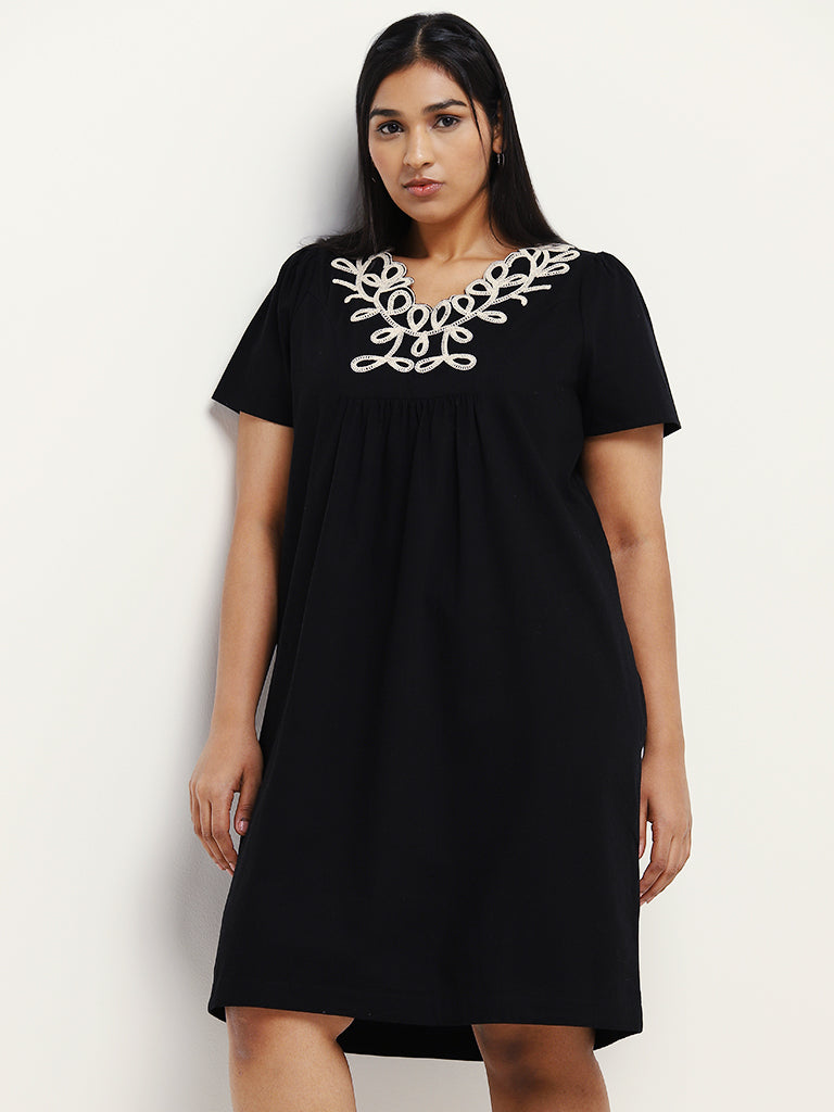 Buy Gia Black Embroidered Dress from Westside