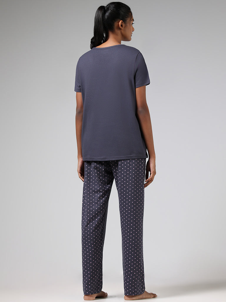 Buy Wunderlove by Westside Blue T-Shirt & Pyjamas Set for Online