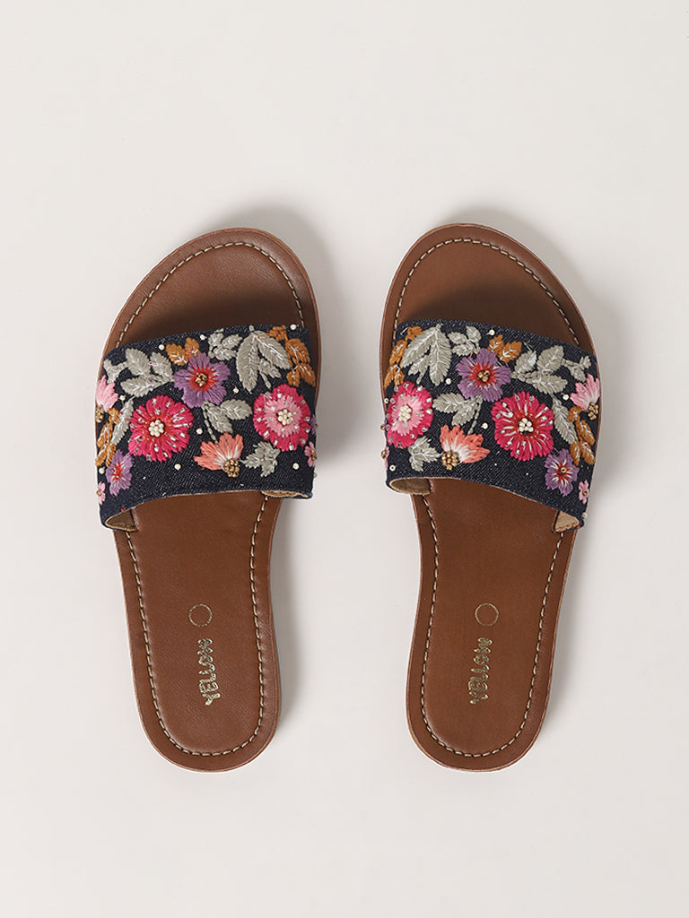 Navy on sale floral sandals