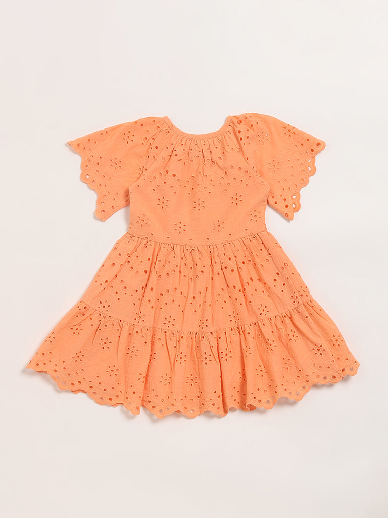 Orange eyelet outlet dress