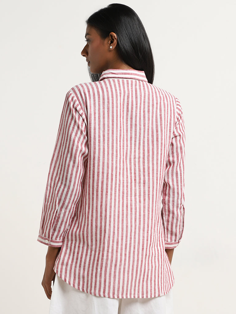 Zuba Red Striped Straight Cotton Tunic