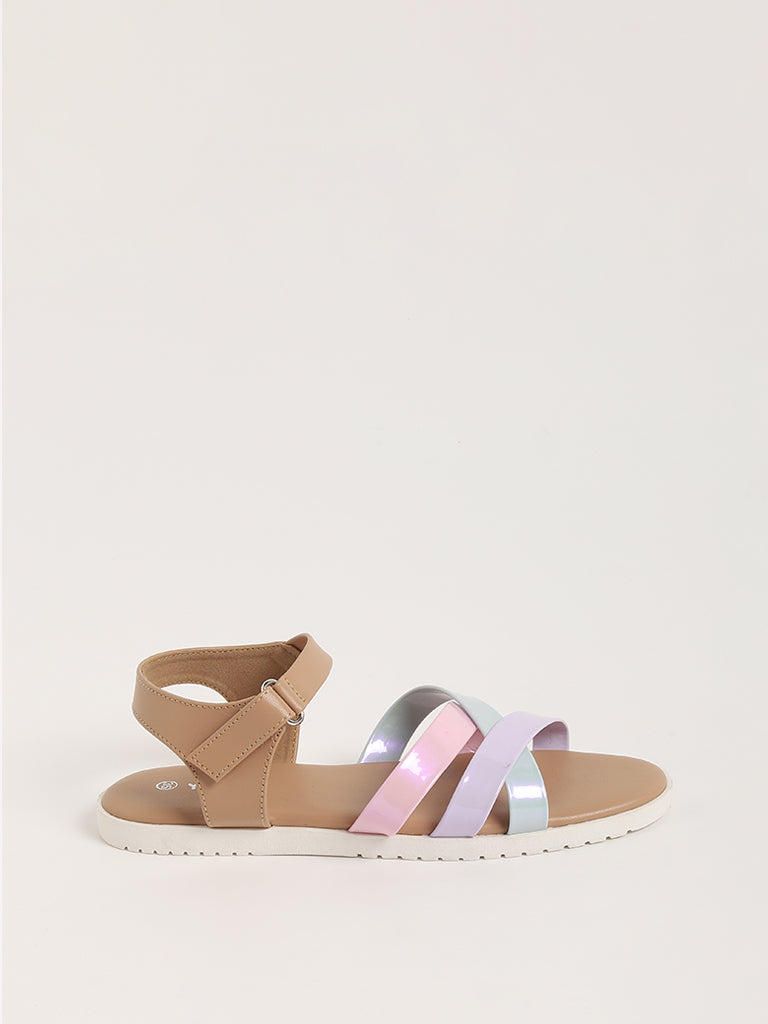 Buy LUNA BLU Ivory Leather T-Bar Cork Sandals from Westside