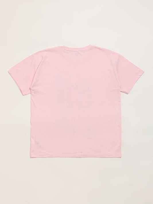 Y&F Kids Pink Printed T-Shirt
