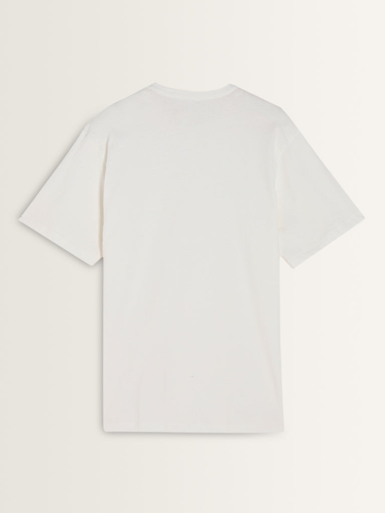 WES Casuals Plain White Cotton T-Shirt