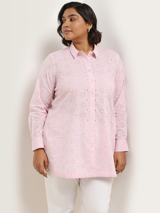 Diza Pink Schiffli Cotton Tunic