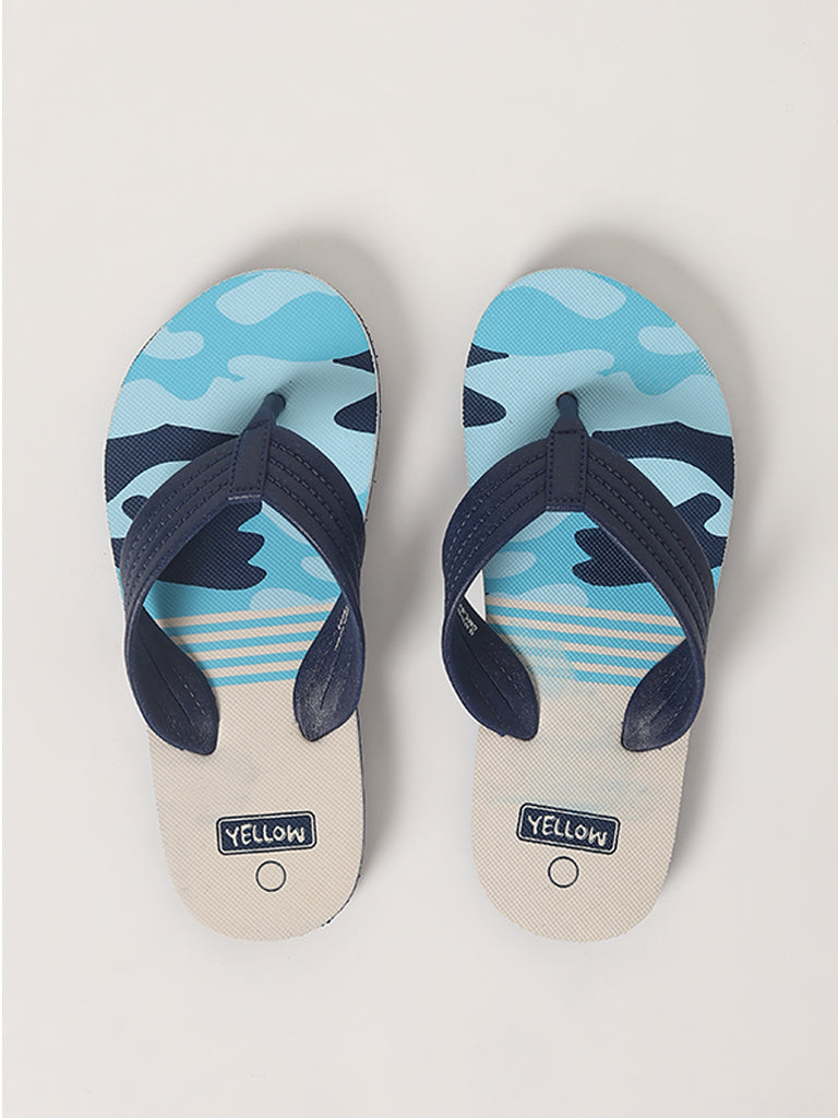 Yellow Navy Printed Flip Flop