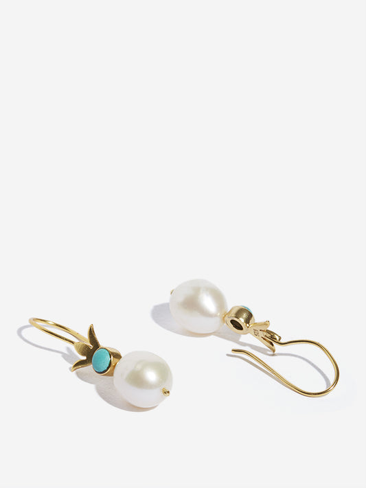Westside Accessories Gold Faux Pearls Tear Drop Earrings