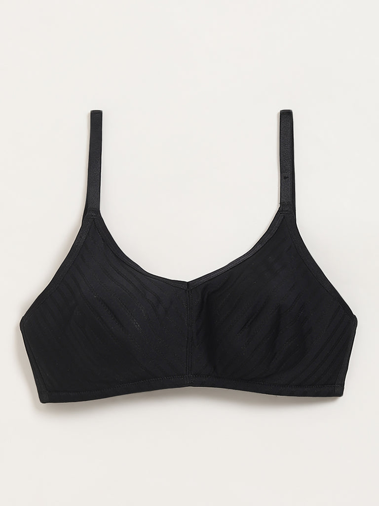 Wunderlove Black Striped Non-Padded Bra