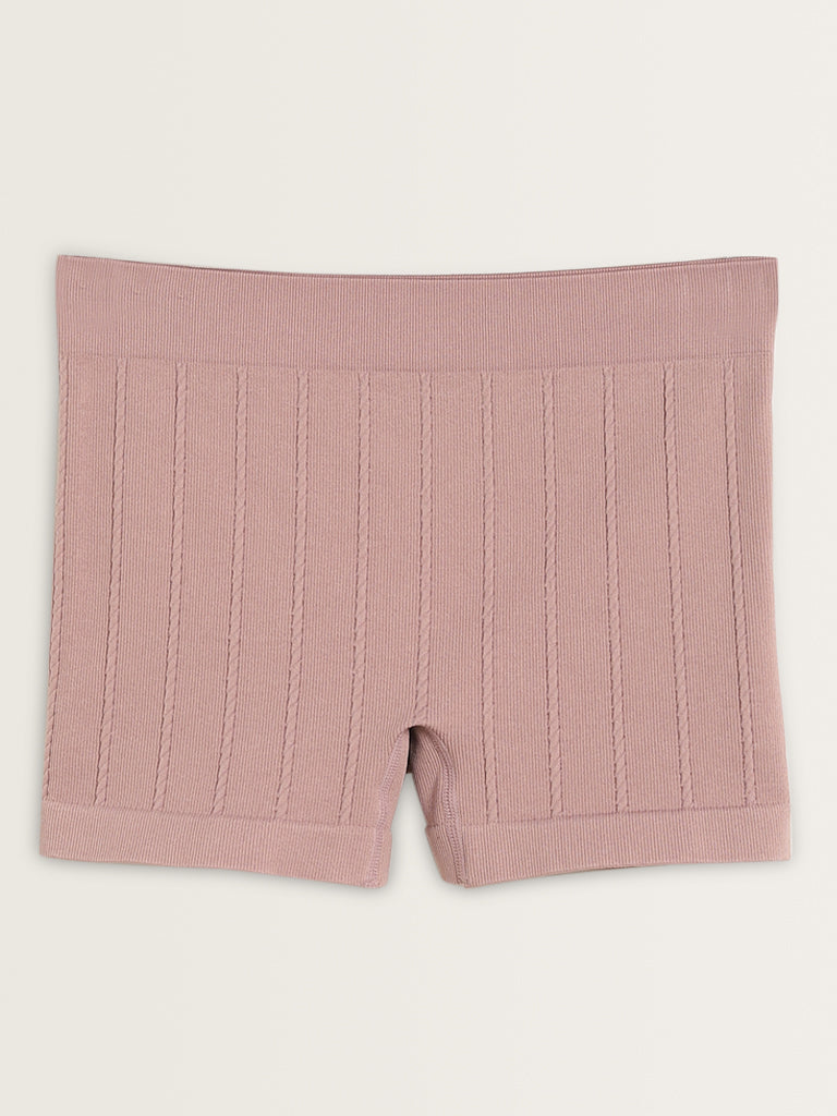 Superstar Dusty Pink Ribbed Mid-Rise Shorts Brief