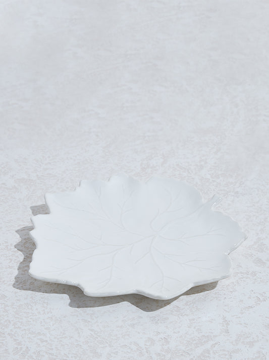 Westside Home White Leaf Large Serving Platter