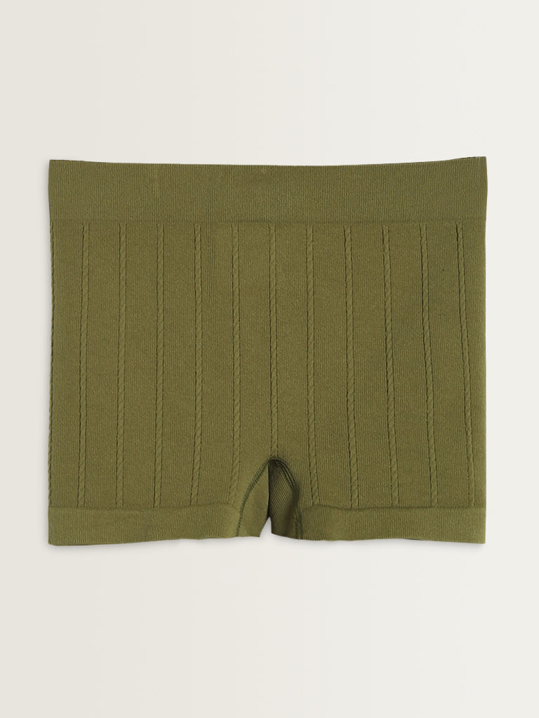 Superstar Olive Ribbed Mid-Rise Shorts Brief