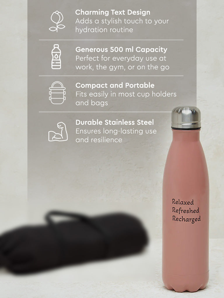 Westside Home Dusty Rose Text Design Water Bottle