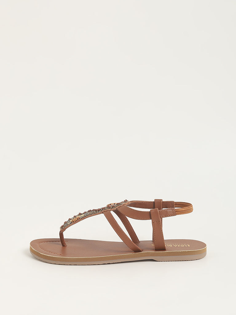 Buy LUNA BLU by Westside Taupe Plain Slip-On Sandals for Online @ Tata CLiQ